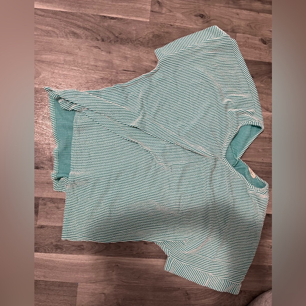 Striped Mint & White Short Sleeve Top
